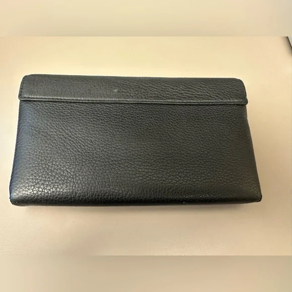 Kate Spade large black pebbled leather wallet with snap closure - Picture 3 of 7